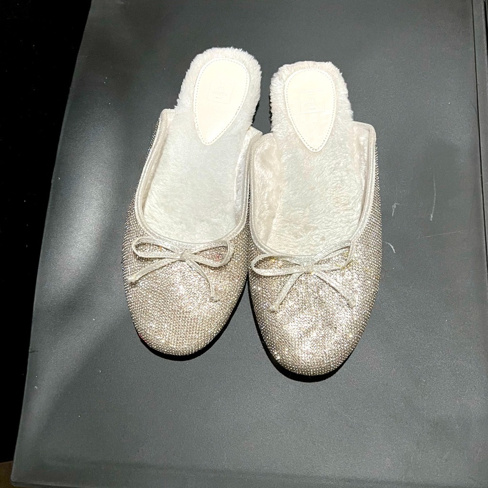 Silver wedding slippers size 10